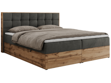 Łóżko kontynentalne ALBERO 1 200x200 - H4 - ciemnoszary, welwet