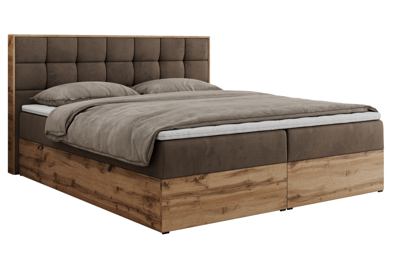 Łóżko kontynentalne ALBERO 1 200x200 - H3 - brązowy, welwet