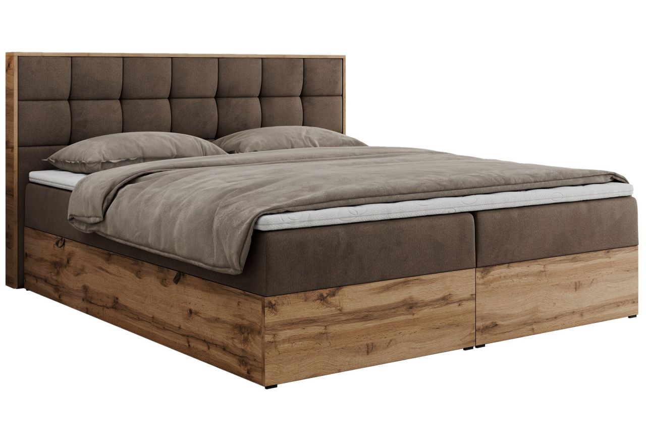 Łóżko kontynentalne ALBERO 1 200x200 - H3 - brązowy, welwet