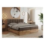 Łóżko kontynentalne ALBERO 1 180x200 - H4 - brązowy, welwet