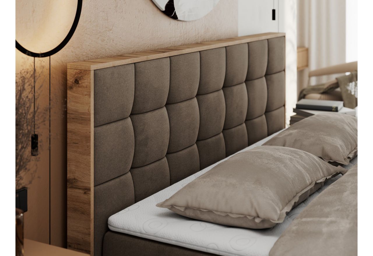 Łóżko kontynentalne ALBERO 1 180x200 - H4 - brązowy, welwet