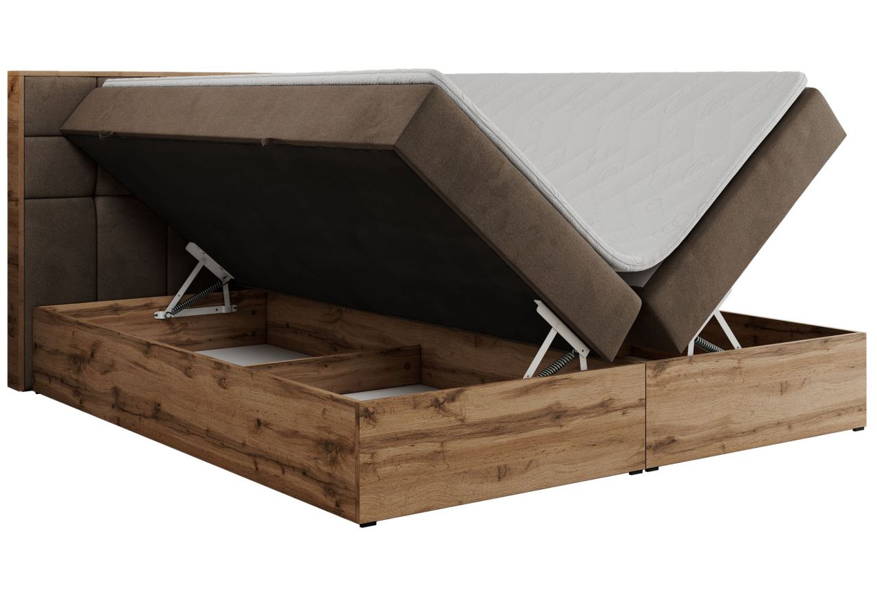 Łóżko kontynentalne ALBERO 1 180x200 - H4 - brązowy, welwet