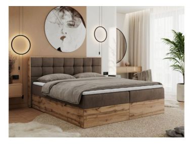 Łóżko kontynentalne ALBERO 1 200x200 - H4 - brązowy, welwet