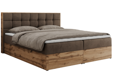 Łóżko kontynentalne ALBERO 1 200x200 - H4 - brązowy, welwet