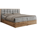 Łóżko kontynentalne ALBERO 1 160x200 - H3 - jasnoszary, welwet