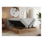 Łóżko kontynentalne ALBERO 1 160x200 - H3 - jasnoszary, welwet