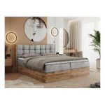 Łóżko kontynentalne ALBERO 1 120x200 - H4 - jasnoszary, welwet