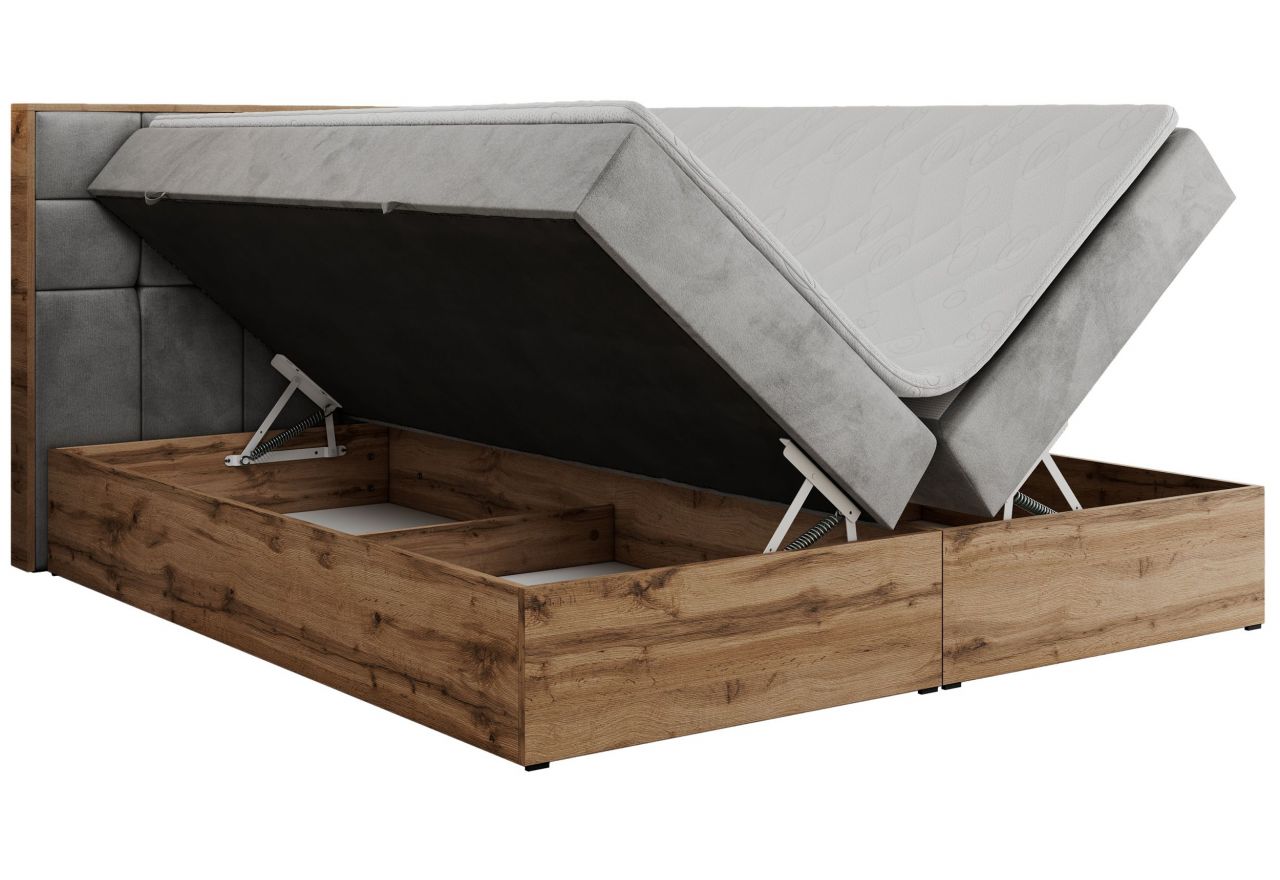 Łóżko kontynentalne ALBERO 1 120x200 - H4 - jasnoszary, welwet