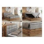 Łóżko kontynentalne ALBERO 1 180x200 - H4 - jasnoszary, welwet