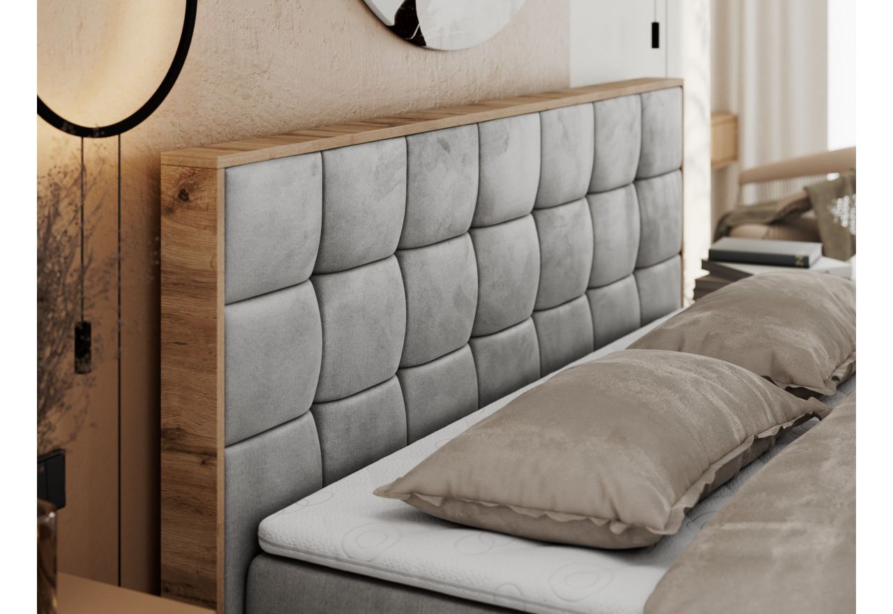 Łóżko kontynentalne ALBERO 1 200x200 - H4 - jasnoszary, welwet