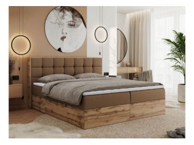 Łóżko kontynentalne ALBERO 1 120x200 - H3 - brązowy, ekoskóra