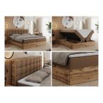 Łóżko kontynentalne ALBERO 1 160x200 - H3 - brązowy, ekoskóra