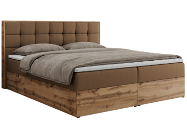 Łóżko kontynentalne ALBERO 1 200x200 - H3 - brązowy, ekoskóra