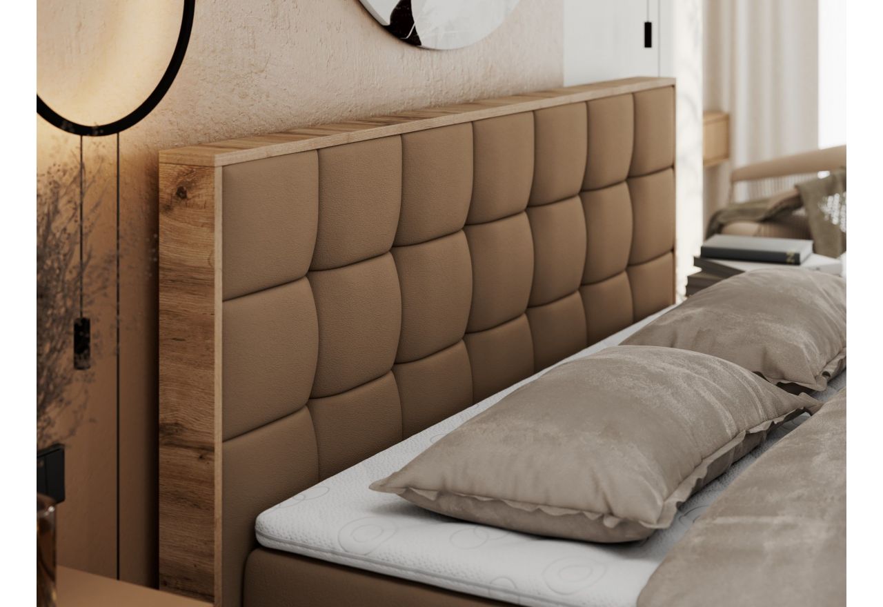 Łóżko kontynentalne ALBERO 1 180x200 - H4 - brązowy, ekoskóra