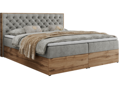 Łóżko kontynentalne ALBERO 3 140x200 - H3 - jasnoszary, struktura