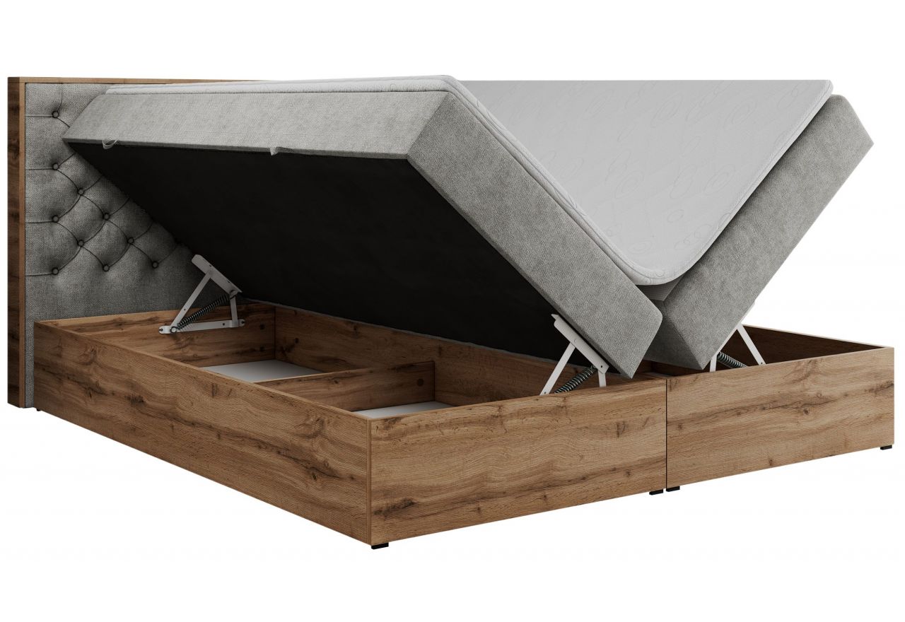 Łóżko kontynentalne ALBERO 3 140x200 - H3 - jasnoszary, struktura