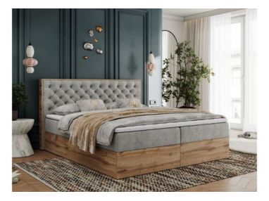 Łóżko kontynentalne ALBERO 3 180x200 - H3 - jasnoszary, struktura