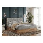 Łóżko kontynentalne ALBERO 3 180x200 - H3 - jasnoszary, struktura