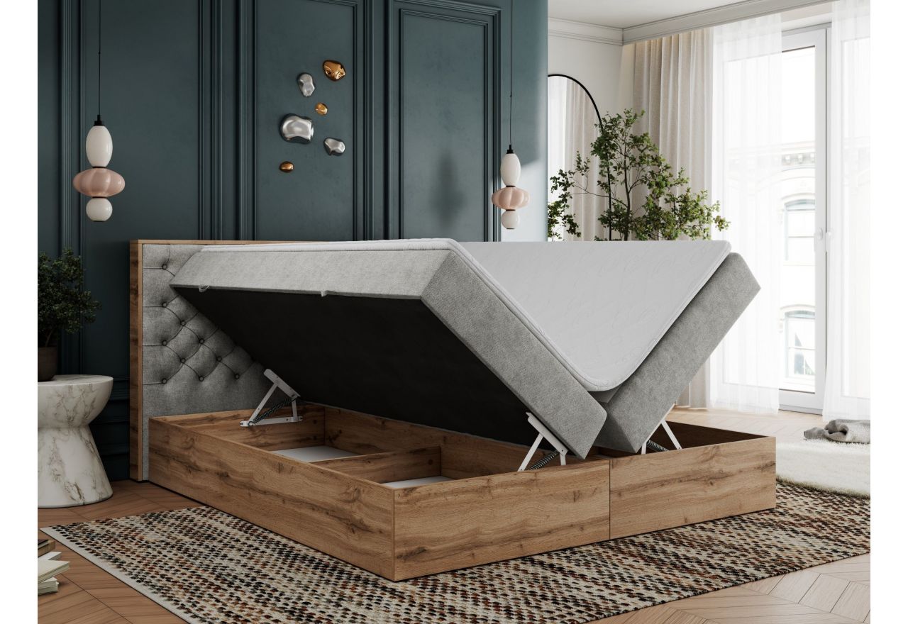 Łóżko kontynentalne ALBERO 3 180x200 - H3 - jasnoszary, struktura