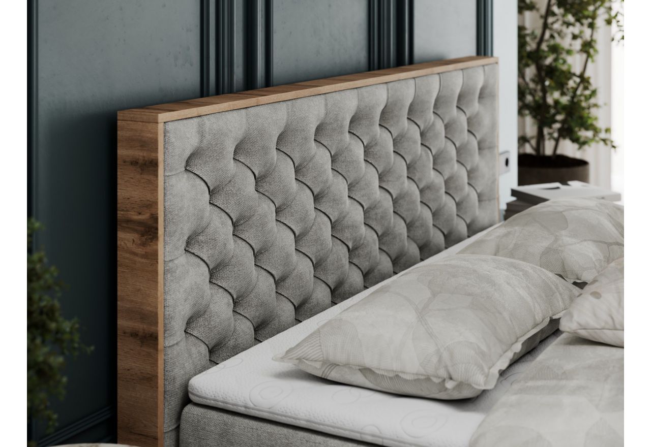 Łóżko kontynentalne ALBERO 3 140x200 - H4 - jasnoszary, struktura