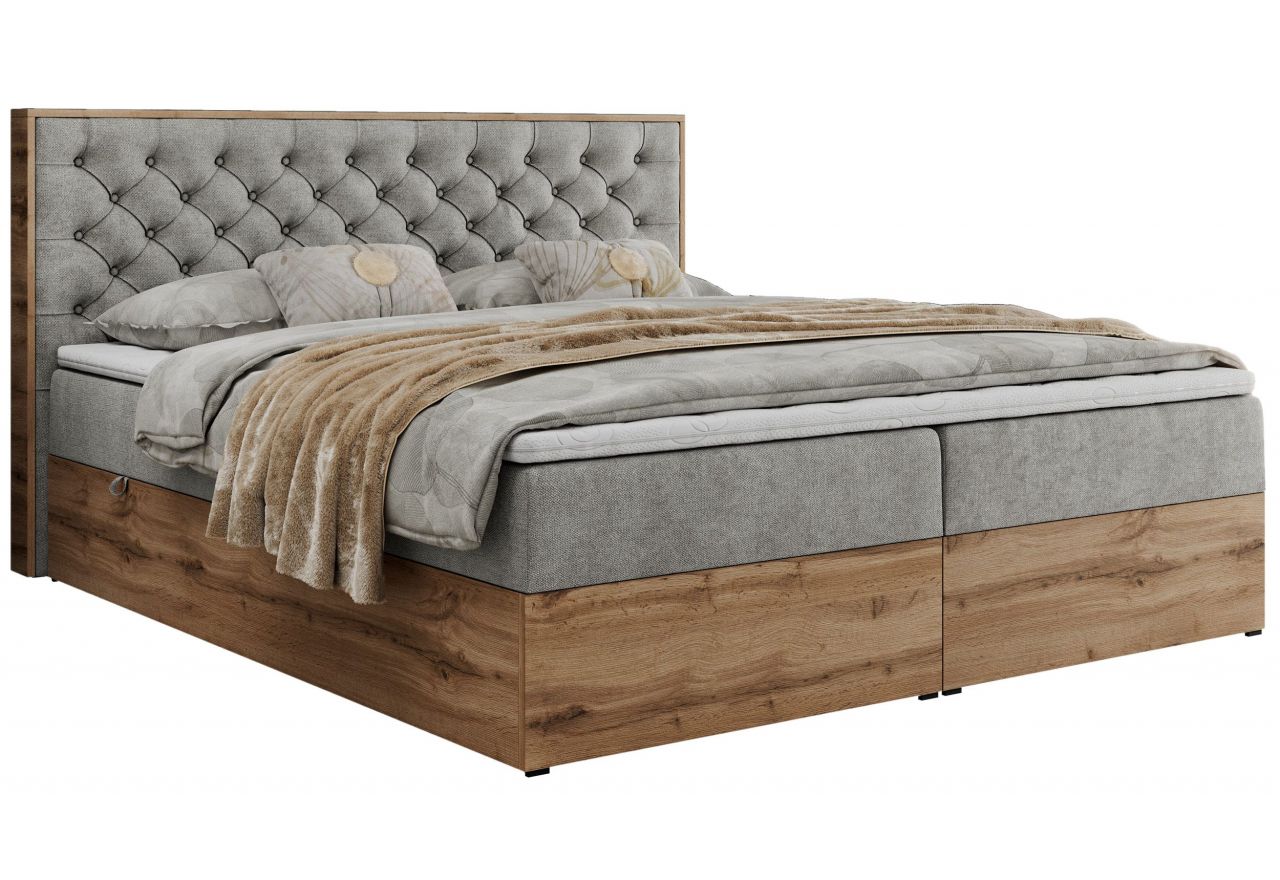 Łóżko kontynentalne ALBERO 3 200x200 - H4 - jasnoszary, struktura