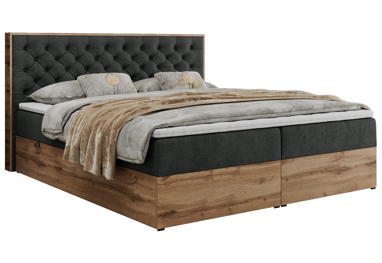 Łóżko kontynentalne ALBERO 3 160x200 - H3 - ciemnoszary, struktura