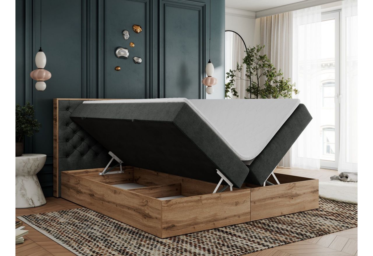 Łóżko kontynentalne ALBERO 3 200x200 - H3 - ciemnoszary, struktura