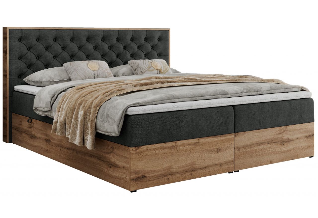 Łóżko kontynentalne ALBERO 3 180x200 - H4 - ciemnoszary, struktura