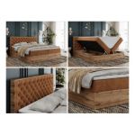 Łóżko kontynentalne ALBERO 3 180x200 - H3 - pomarańczowy, struktura