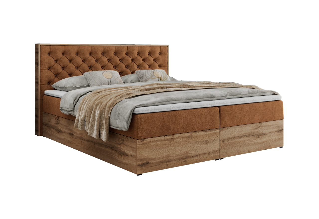 Łóżko kontynentalne ALBERO 3 200x200 - H3 - pomarańczowy, struktura