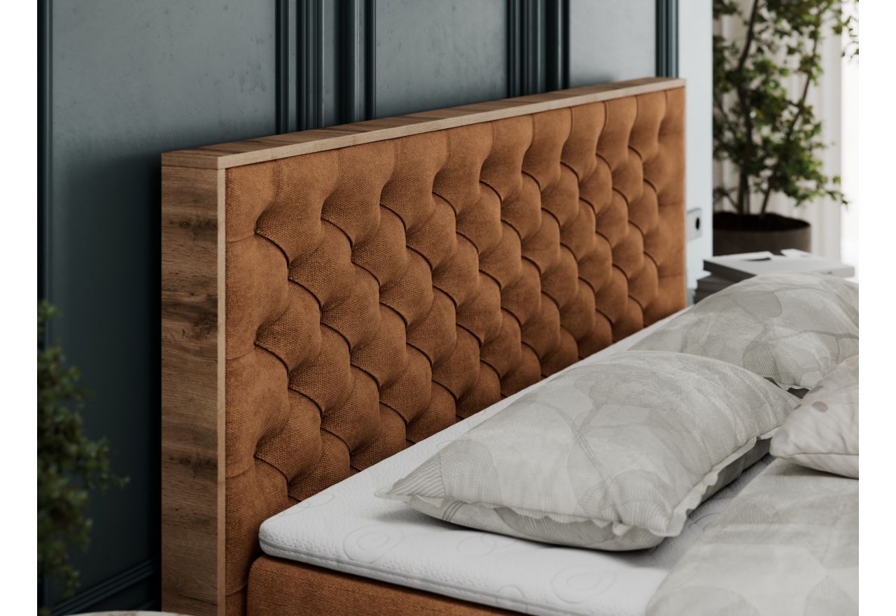 Łóżko kontynentalne ALBERO 3 200x200 - H3 - pomarańczowy, struktura