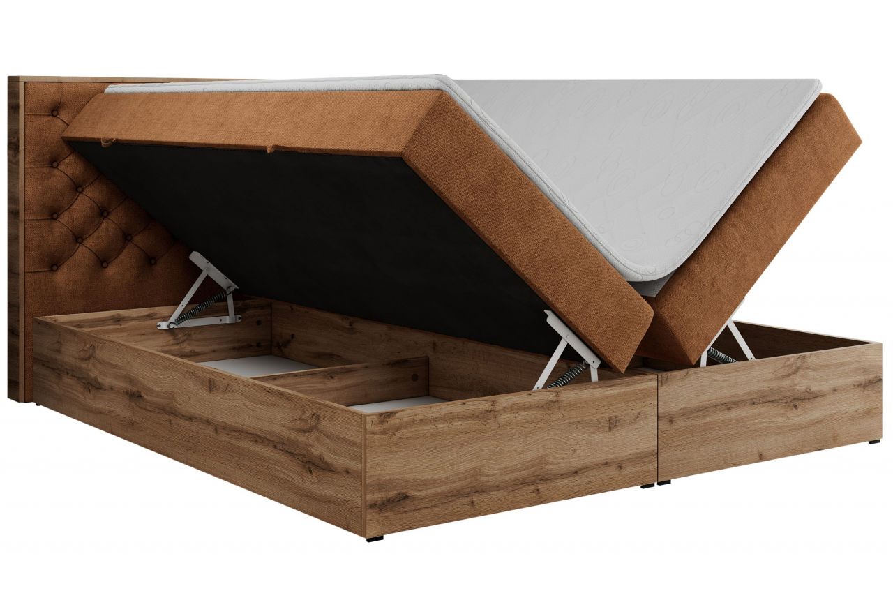 Łóżko kontynentalne ALBERO 3 200x200 - H3 - pomarańczowy, struktura