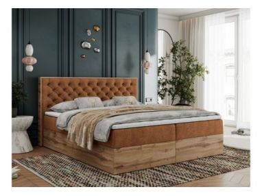 Łóżko kontynentalne ALBERO 3 120x200 - H4 - pomarańczowy, struktura