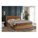 Łóżko kontynentalne ALBERO 3 160x200 - H4 - pomarańczowy, struktura