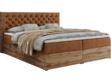 Łóżko kontynentalne ALBERO 3 200x200 - H4 - pomarańczowy, struktura