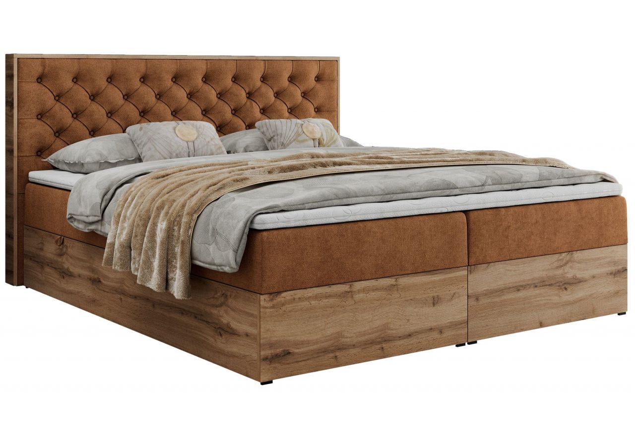 Łóżko kontynentalne ALBERO 3 200x200 - H4 - pomarańczowy, struktura