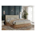 Łóżko kontynentalne ALBERO 3 120x200 - H3 - beżowy, welwet