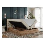 Łóżko kontynentalne ALBERO 3 160x200 - H3 - beżowy, welwet