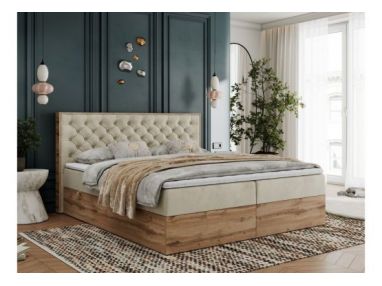 Łóżko kontynentalne ALBERO 3 180x200 - H3 - beżowy, welwet