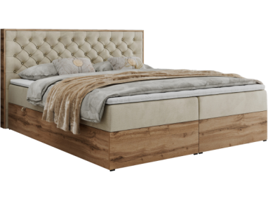 Łóżko kontynentalne ALBERO 3 180x200 - H3 - beżowy, welwet