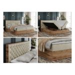 Łóżko kontynentalne ALBERO 3 200x200 - H3 - beżowy, welwet