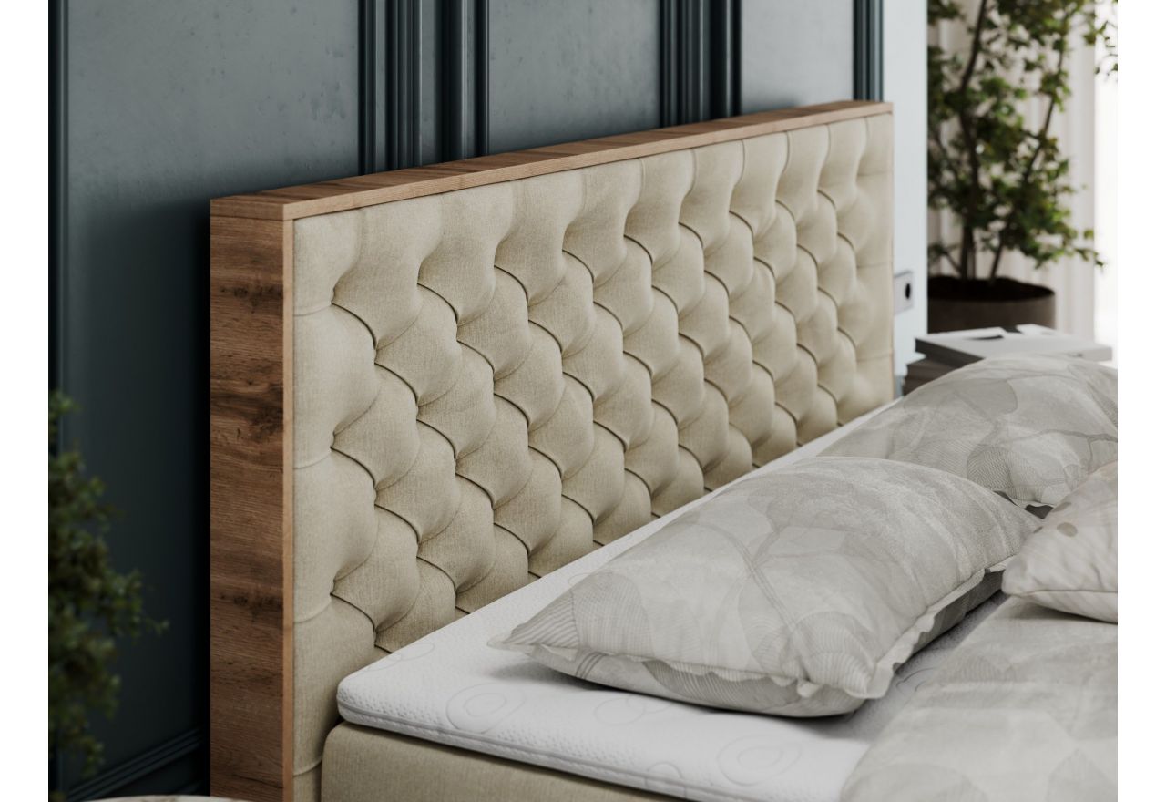 Łóżko kontynentalne ALBERO 3 200x200 - H4 - beżowy, welwet