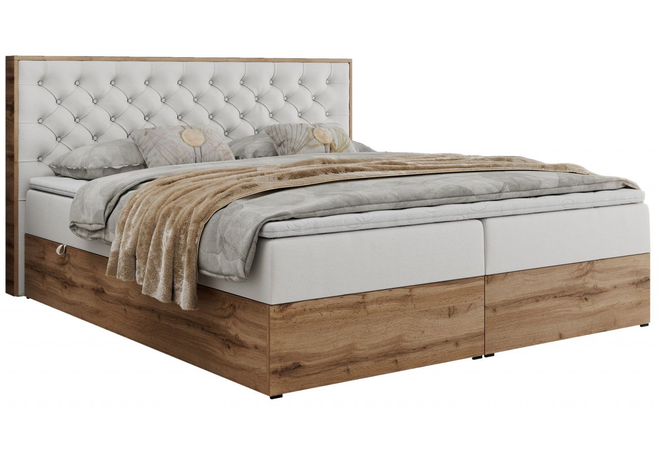 Łóżko kontynentalne ALBERO 3 120x200 - H3 - biały, ekoskóra