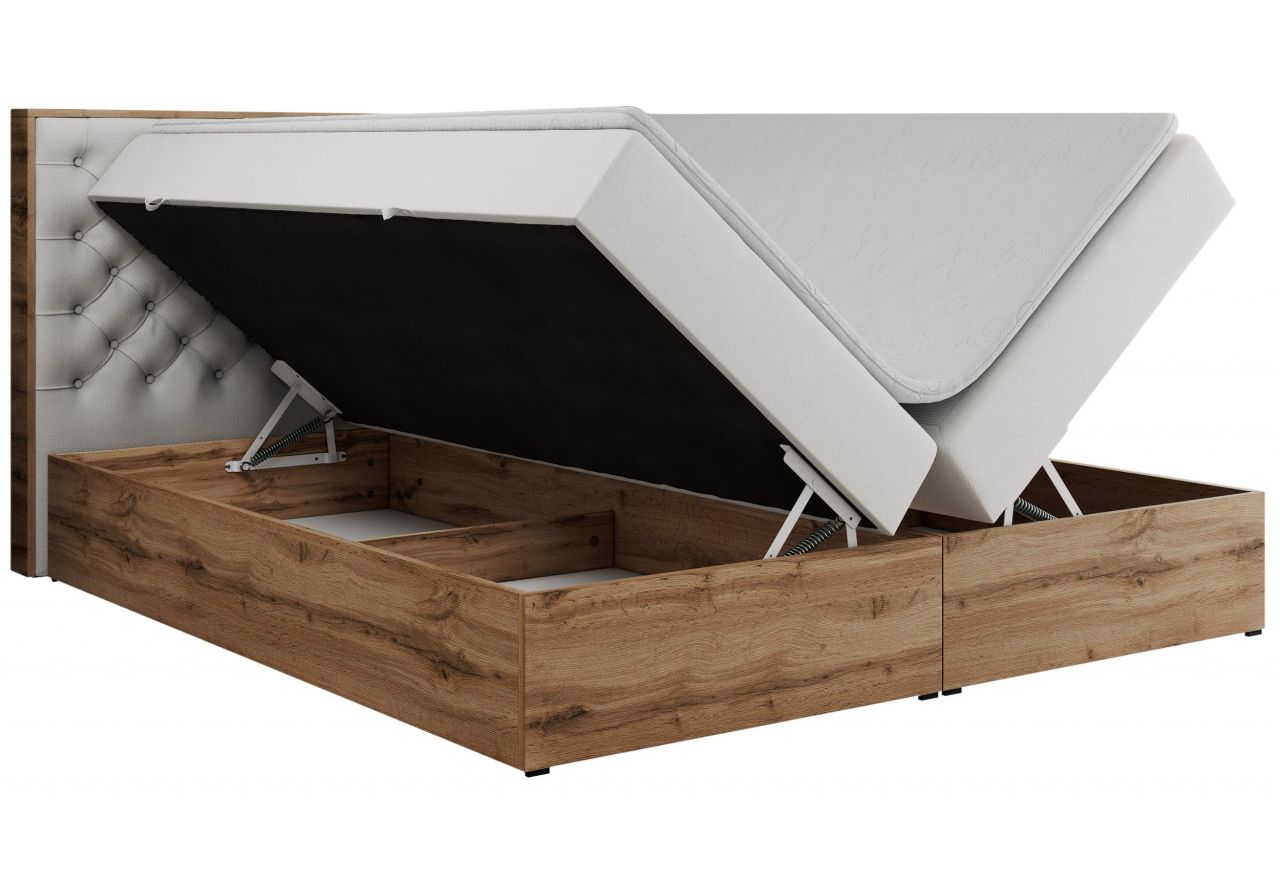 Łóżko kontynentalne ALBERO 3 120x200 - H3 - biały, ekoskóra