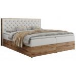 Łóżko kontynentalne ALBERO 3 160x200 - H3 - biały, ekoskóra