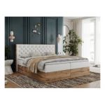 Łóżko kontynentalne ALBERO 3 200x200 - H3 - biały, ekoskóra