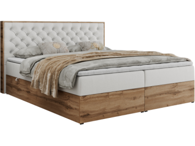 Łóżko kontynentalne ALBERO 3 120x200 - H4 - biały, ekoskóra