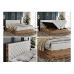 Łóżko kontynentalne ALBERO 3 140x200 - H4 - biały, ekoskóra