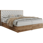 Łóżko kontynentalne ALBERO 3 200x200 - H4 - biały, ekoskóra