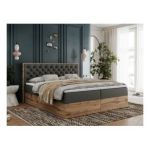 Łóżko kontynentalne ALBERO 3 160x200 - H3 - szary, ekoskóra